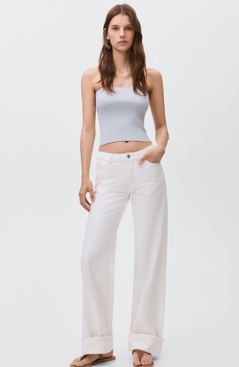 MANGO TEEN Cuff Hem Wide Leg Jeans, Alternate, color, Off White