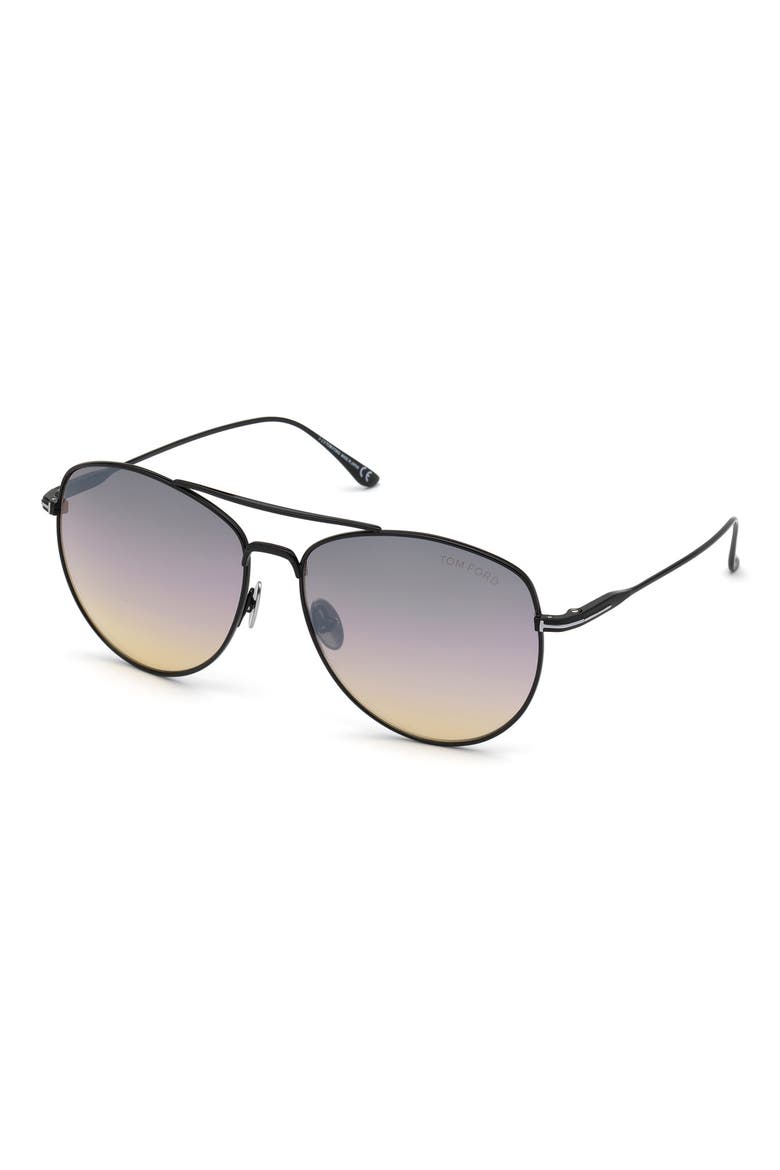 Milla 59mm Gradient Aviator Sunglasses, Alternate, color, BLACK SMOKE