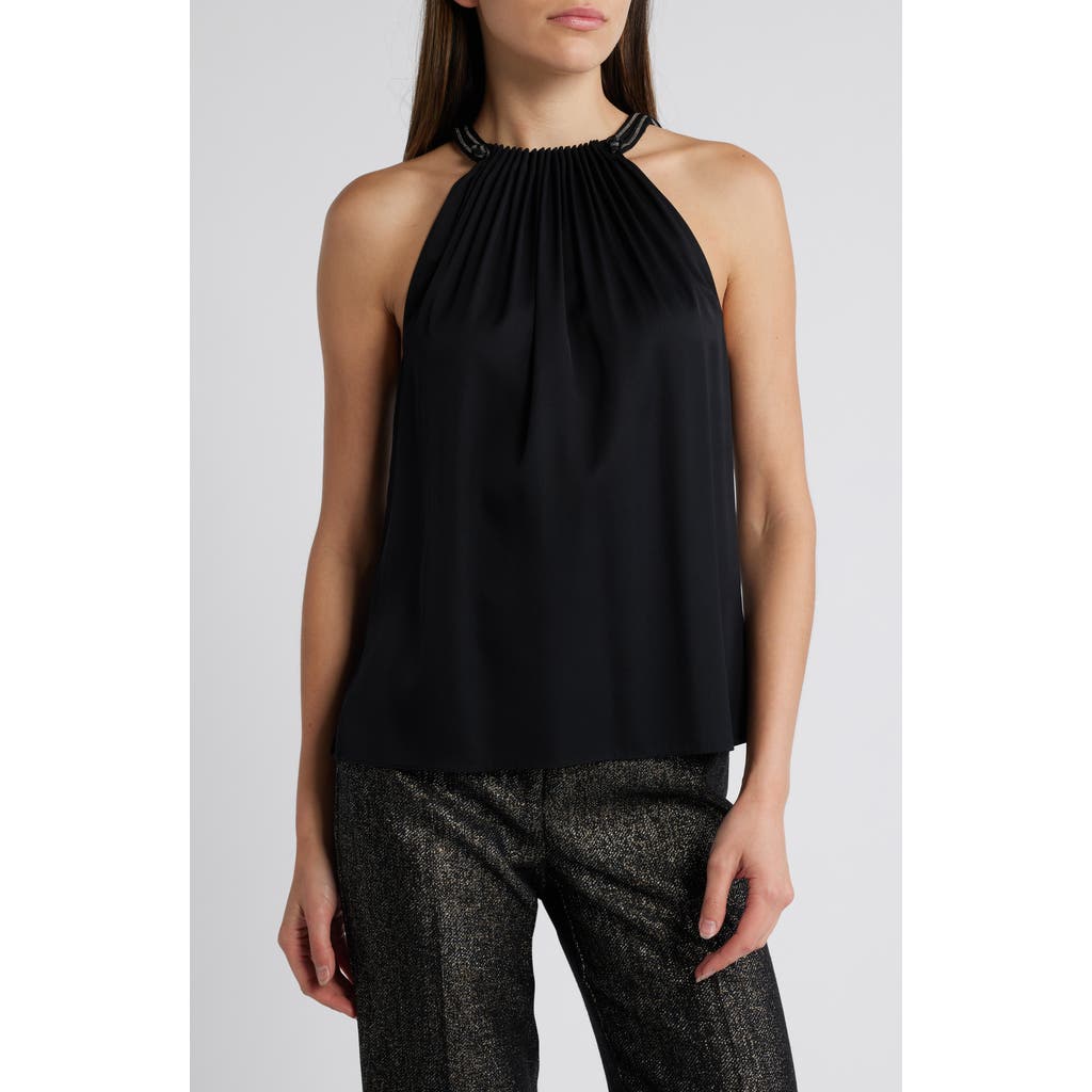 KOBI HALPERIN Astrid Stretch Silk Halter Top in Black