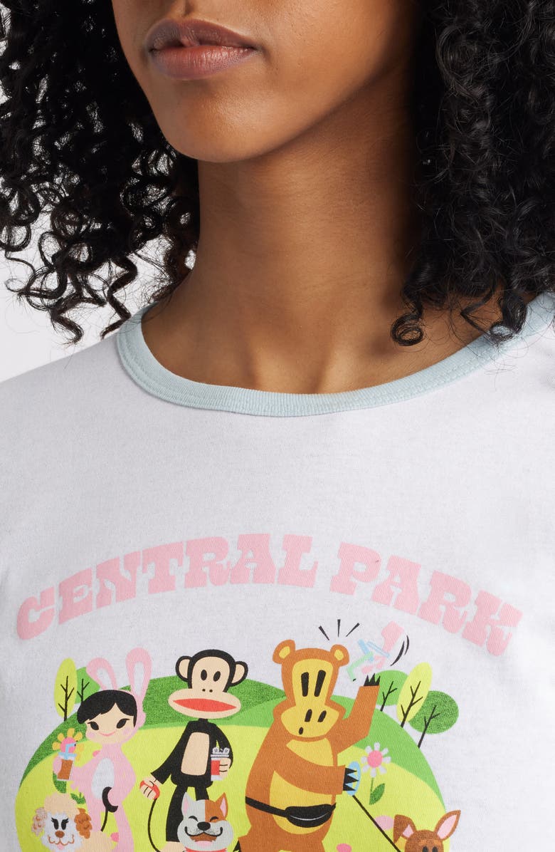 GOLDEN HOUR Paul Frank<sup>™</sup> Central Park Cotton Graphic T-Shirt, Alternate, color, Bright White/ Baby Blue