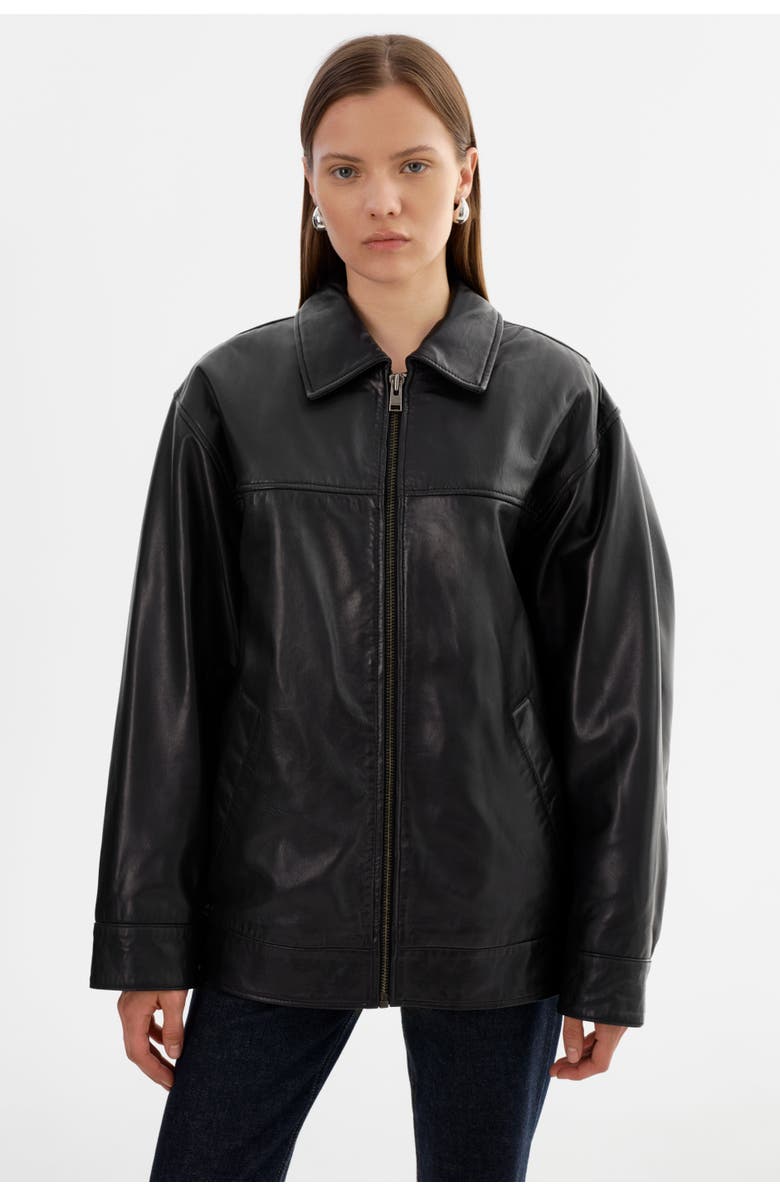 LAMARQUE THEIA | Leather Bomber Jacket, Alternate, color, Black