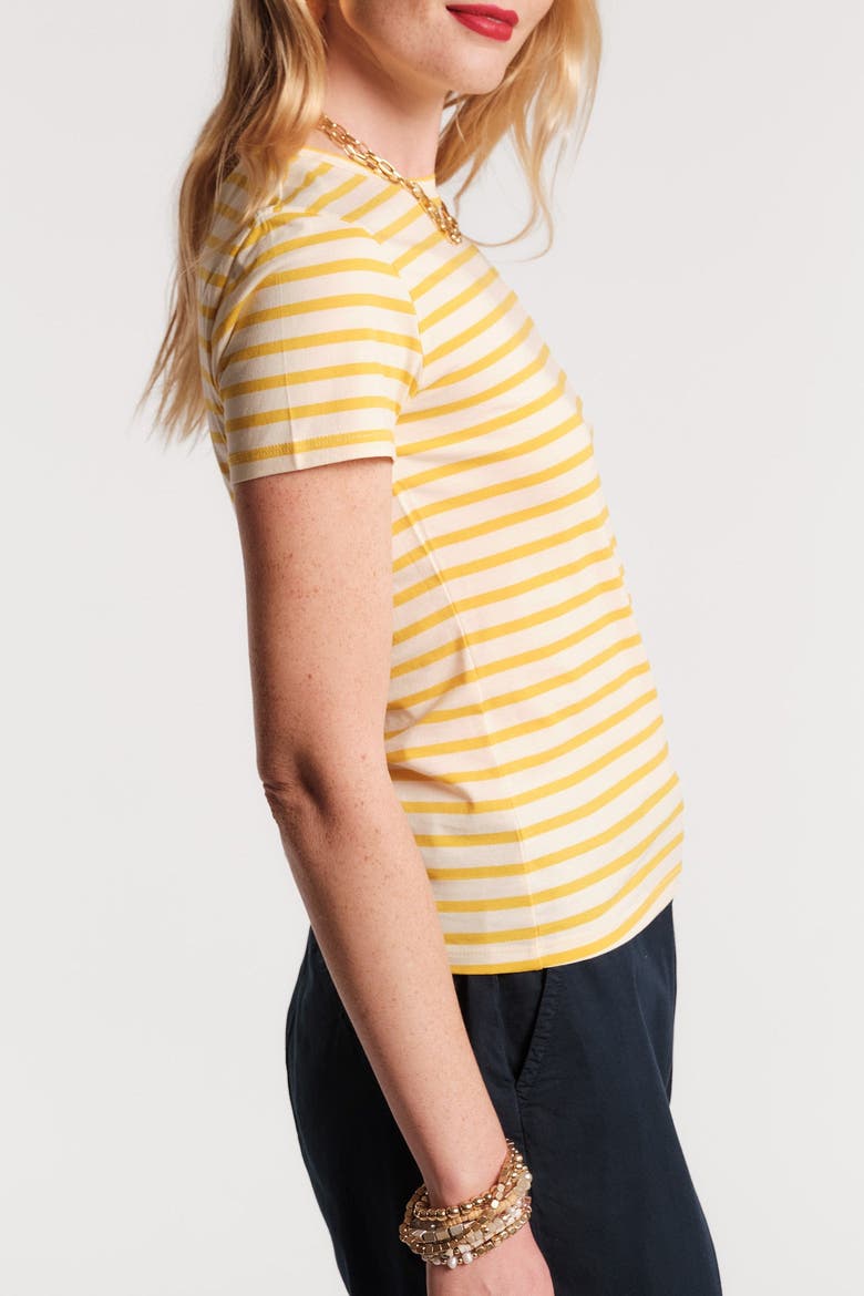 Super Crewneck T Stripe, Alternate, color, Oyster/Egg Yolk