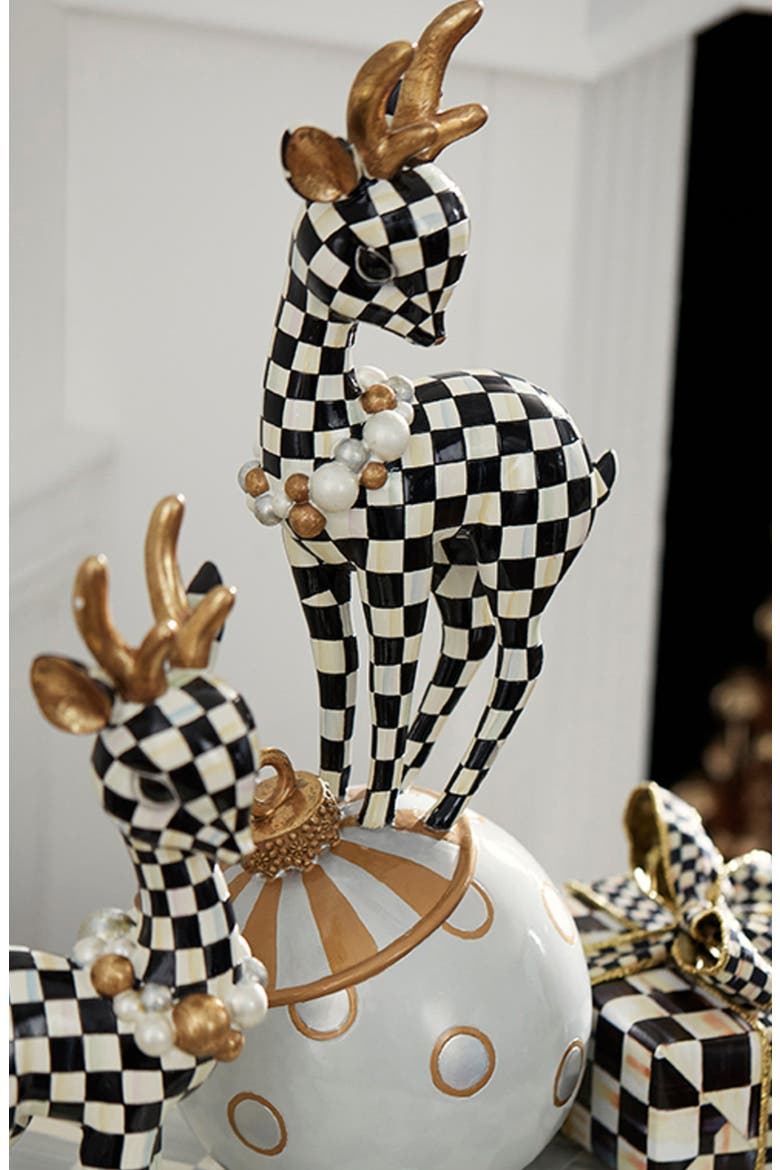 Courtly Check Deer Figurine, Alternate, color, BLACK