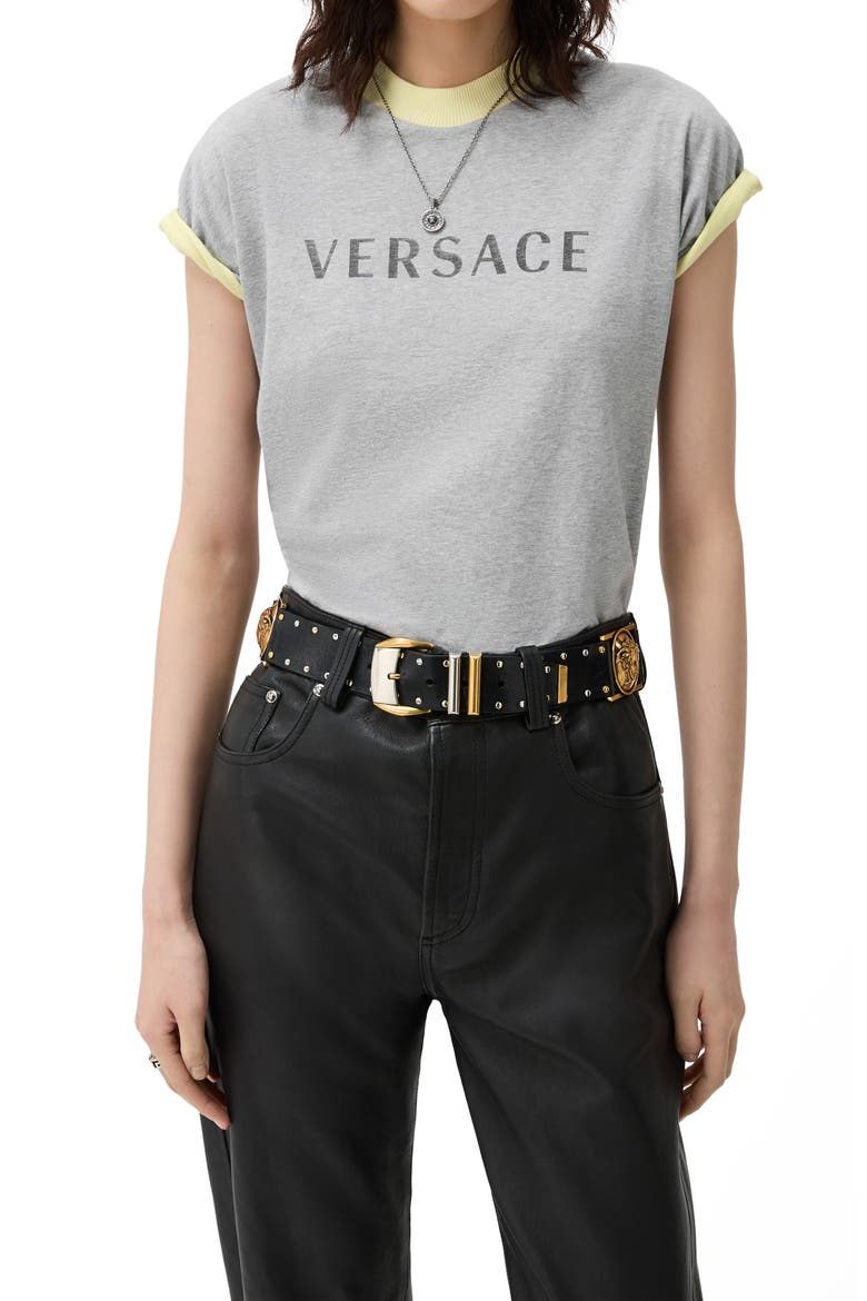 Reversible Logo Graphic T-Shirt, Main, color, GREY MELANGE YELLOW