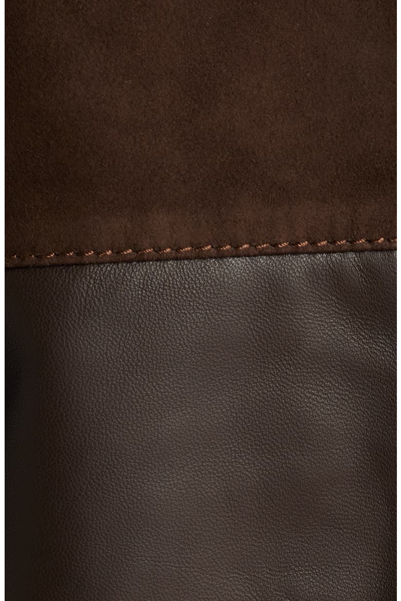 Short Suede & Leather Jacket, Alternate, color, CHOCOLATE