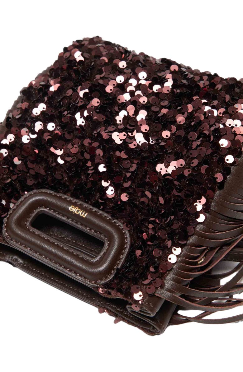 maje Sequin M mini bag, Alternate, color, Brown