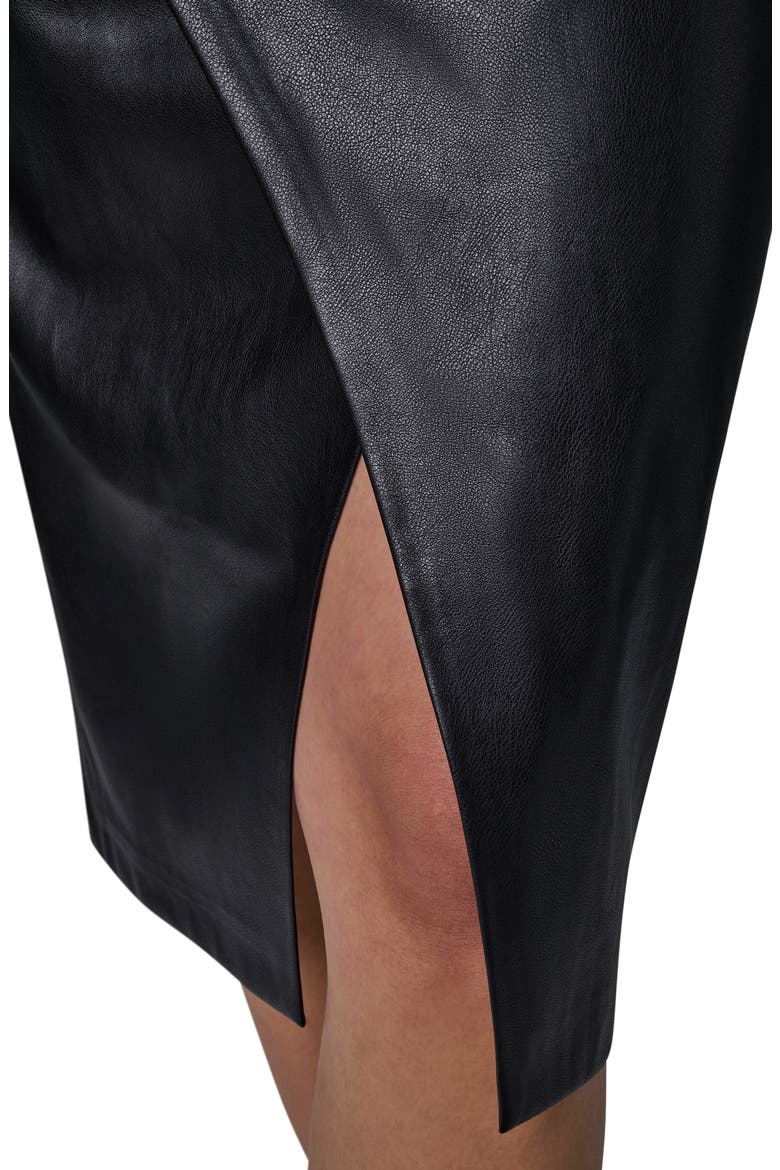 Faux Leather Belted Midi Dress, Alternate, color, BLACK