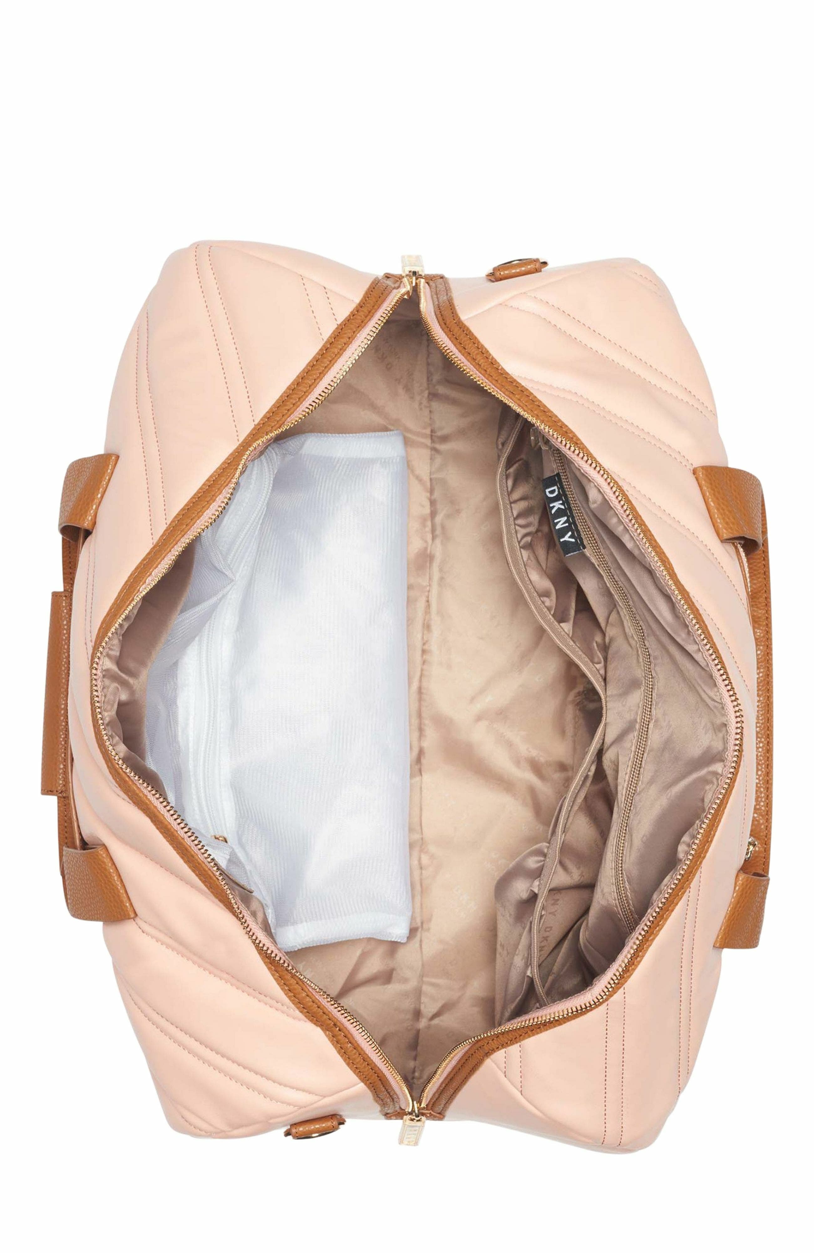 DKNY Bias Duffel Bag, Alternate, color, Peach Bloom