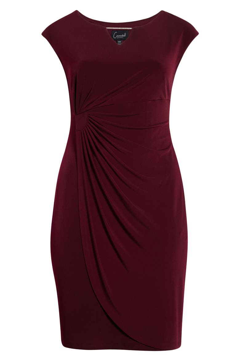 Ruched Faux Wrap Cocktail Dress, Alternate, color, BORDEAUX