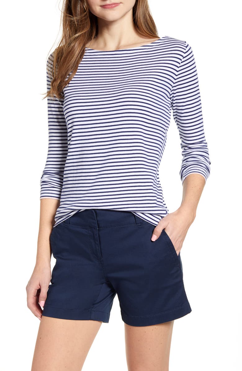 vineyard vines Stripe Simple Boatneck Cotton Blend Top, Main, color,