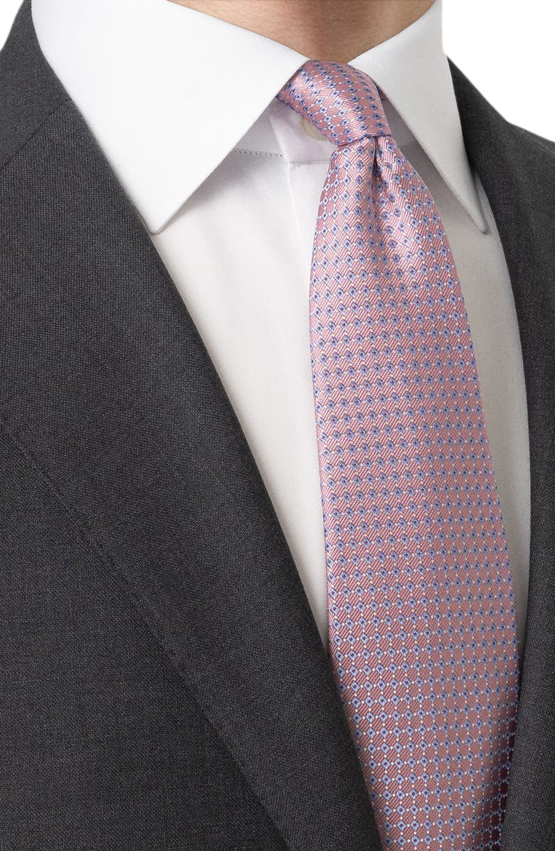 Eton Neat Geometric Silk Tie, Alternate, color, Medium Pink