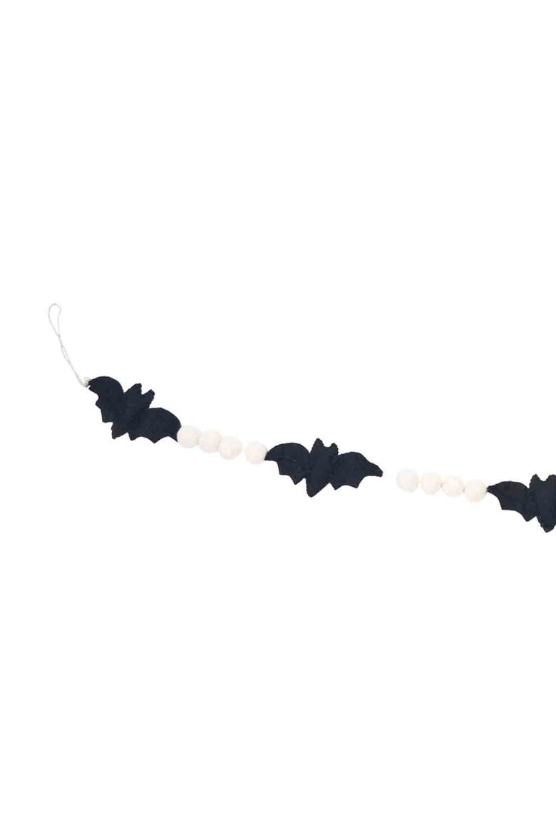 60" Bat Decorative Felt Halloween Garland, Alternate, color, Black