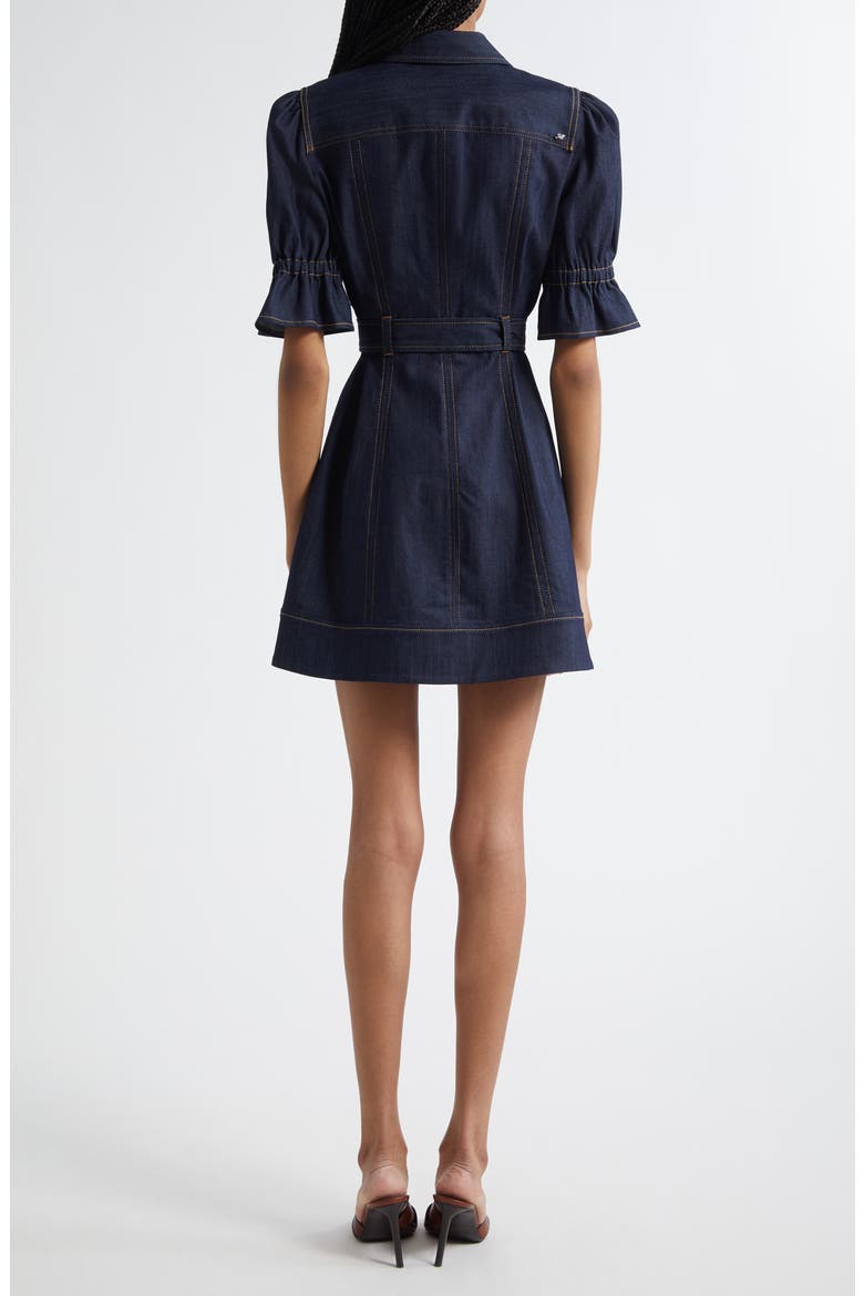 Holly Puff Sleeve Belted Denim Shirtdress, Alternate, color, INDIGO