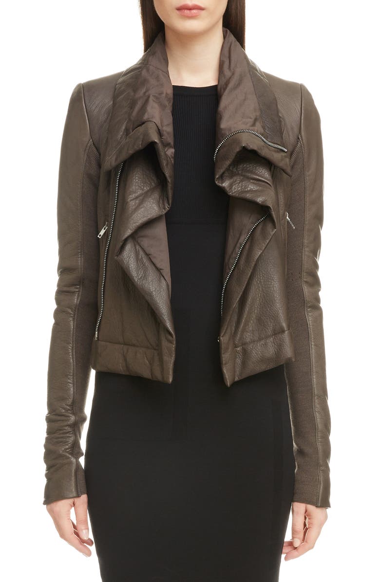 Rick Owens Classic Leather Biker Jacket, Main, color, 