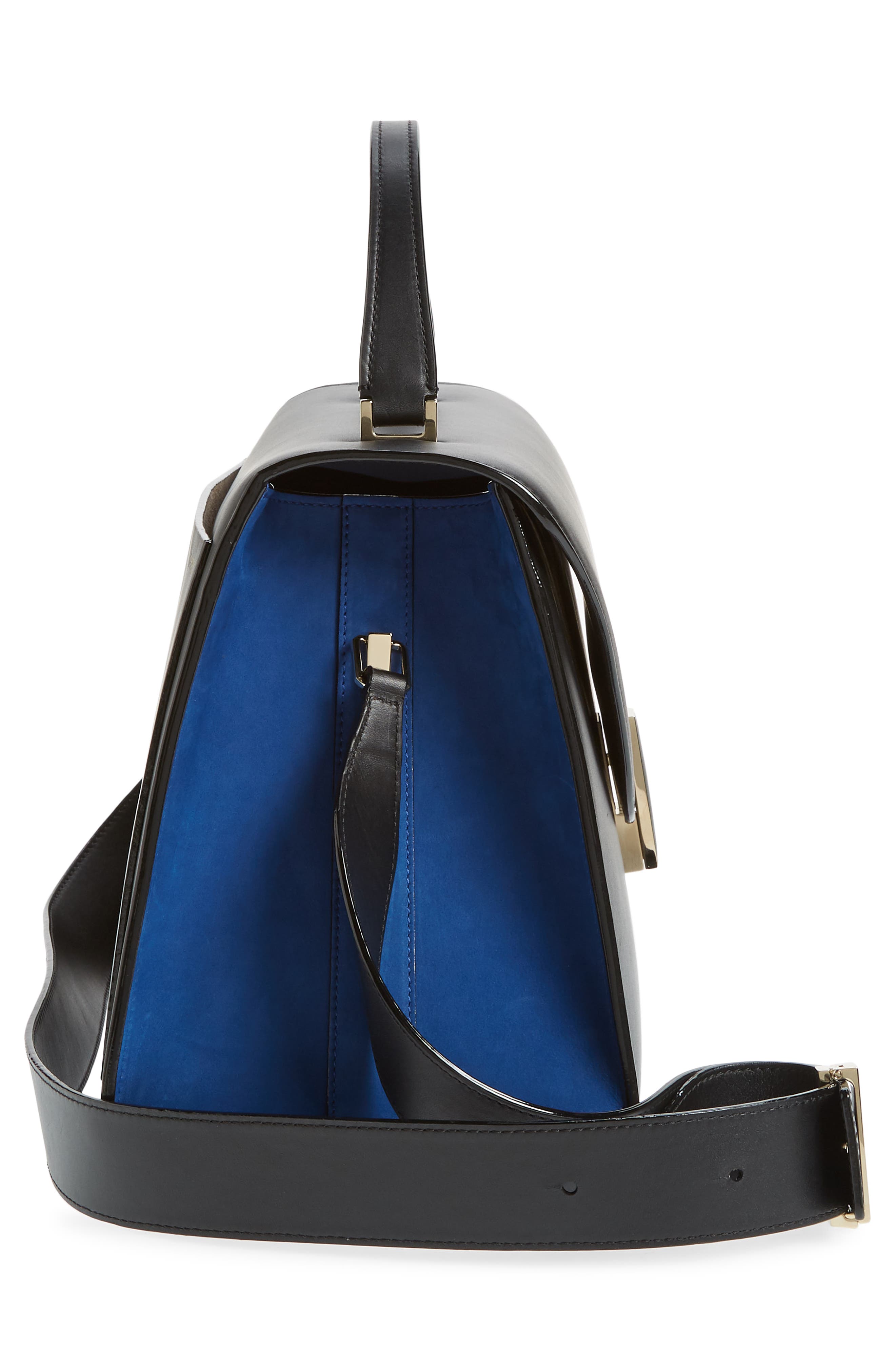 Valextra Iside Leather & Suede Top Handle Bag, Alternate, color, 