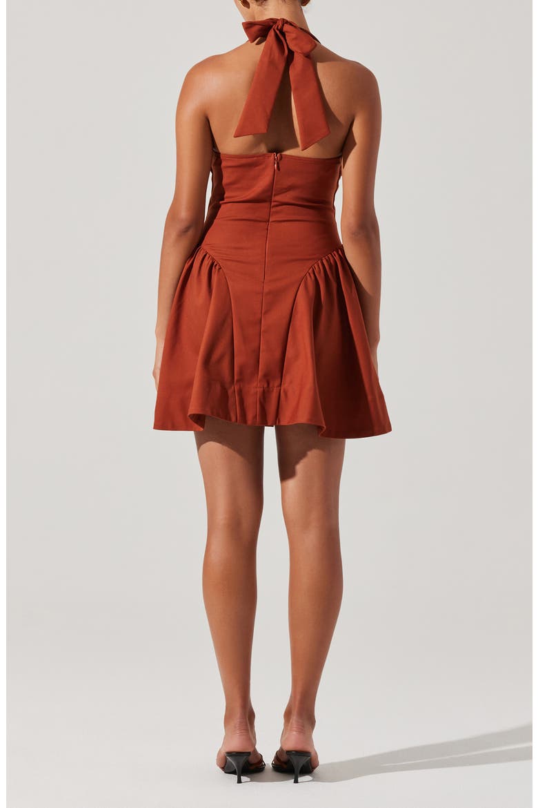 Meana Cotton Blend Halter Minidress, Alternate, color, BROWN