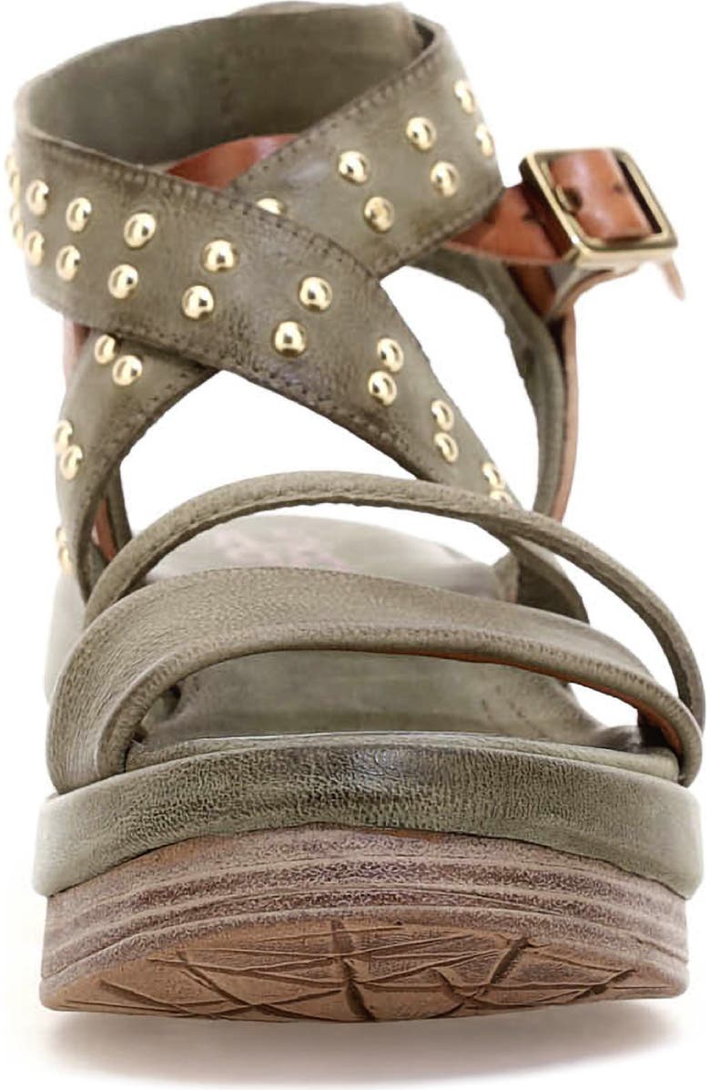 A.S.98 Shiloh Studded Wedge Sandal, Alternate, color, Olive