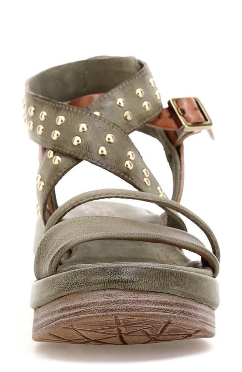 As98 A.s.98 Shiloh Studded Wedge Sandal In Olive