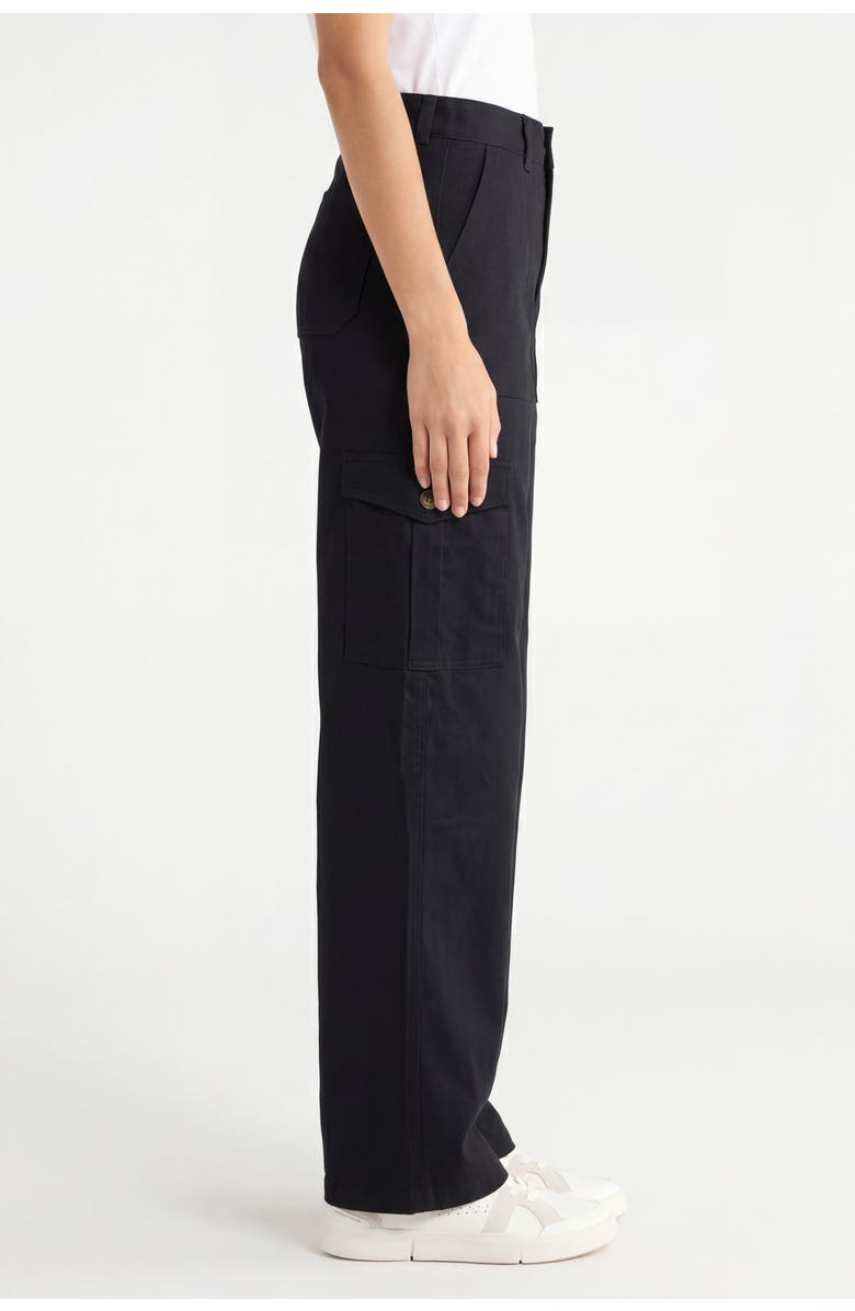 Solomon & Sage High Waist Cotton Wide Leg Cargo Pants, Alternate, color, Black