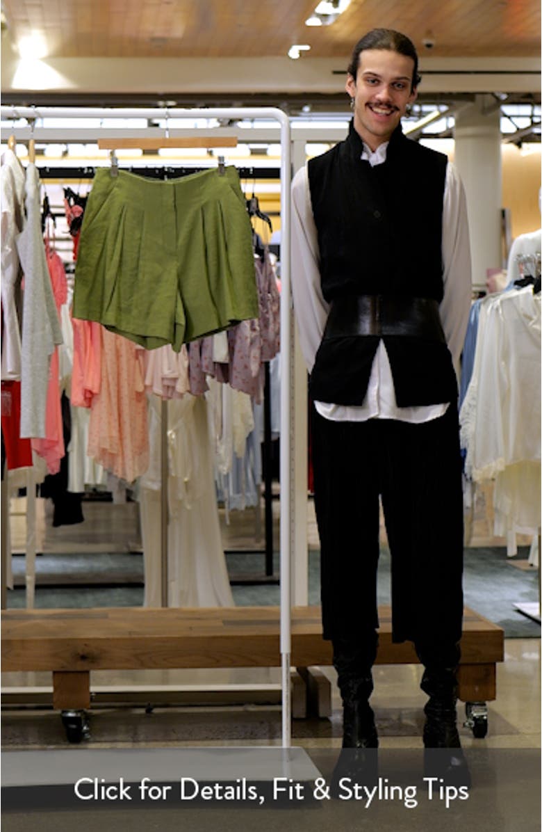 Gables Pleated High Waist Linen Blend Shorts, sales video thumbnail