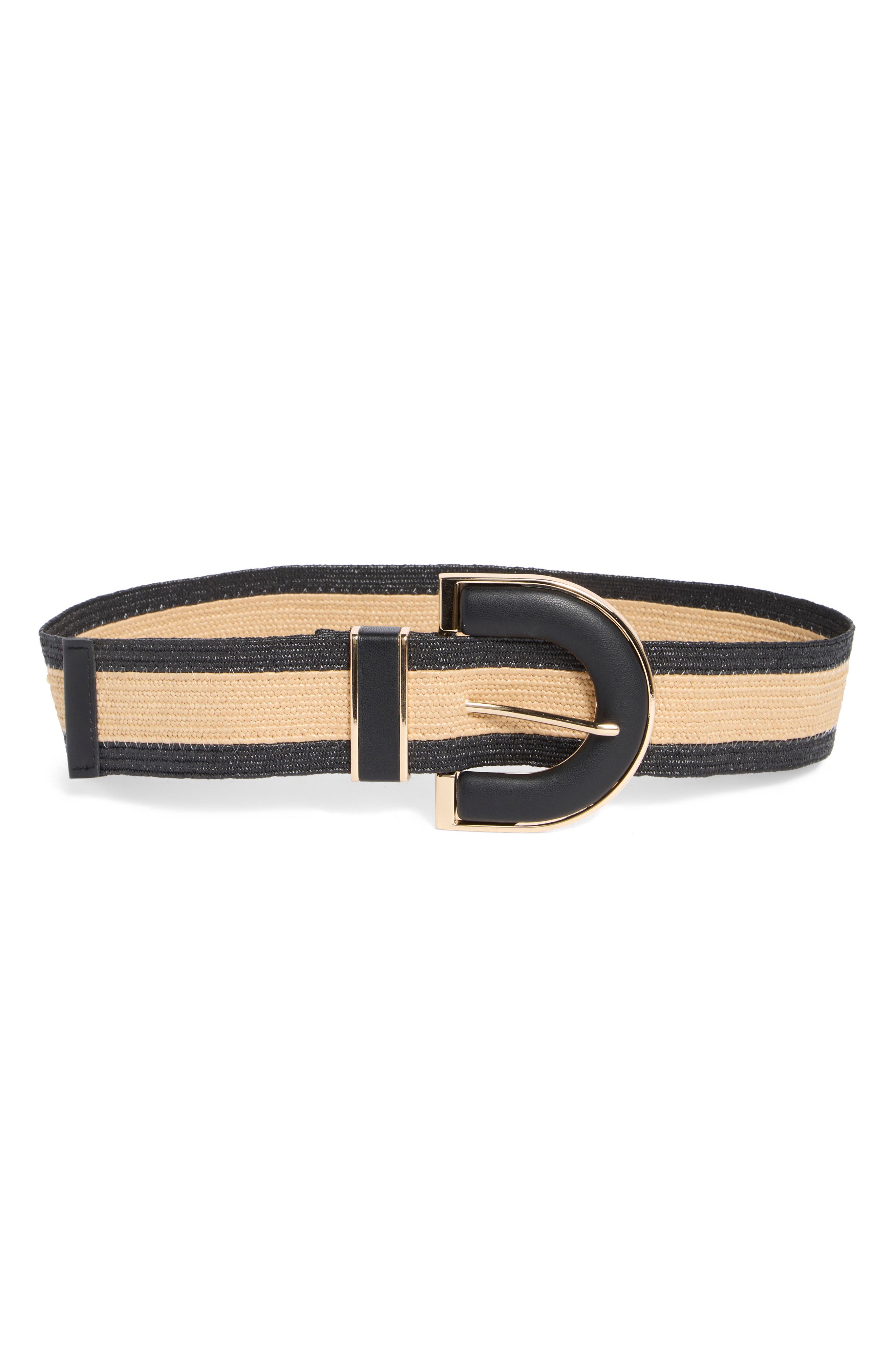 Vince Camuto Two-Tone Stretch Straw Belt