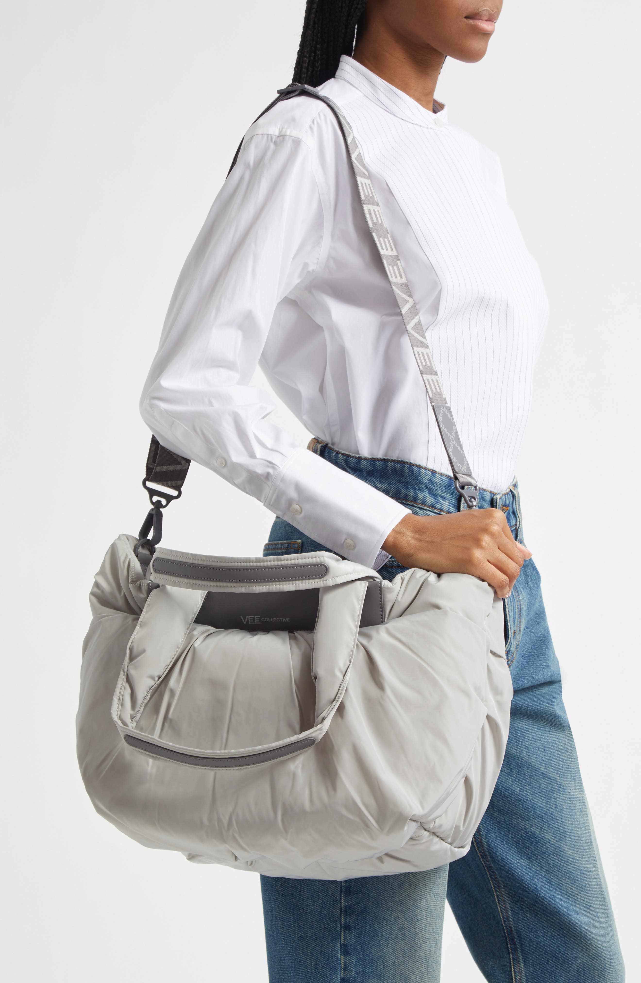 VeeCollective Medium Caba Recycled Polyester Tote, Alternate, color, Cloud