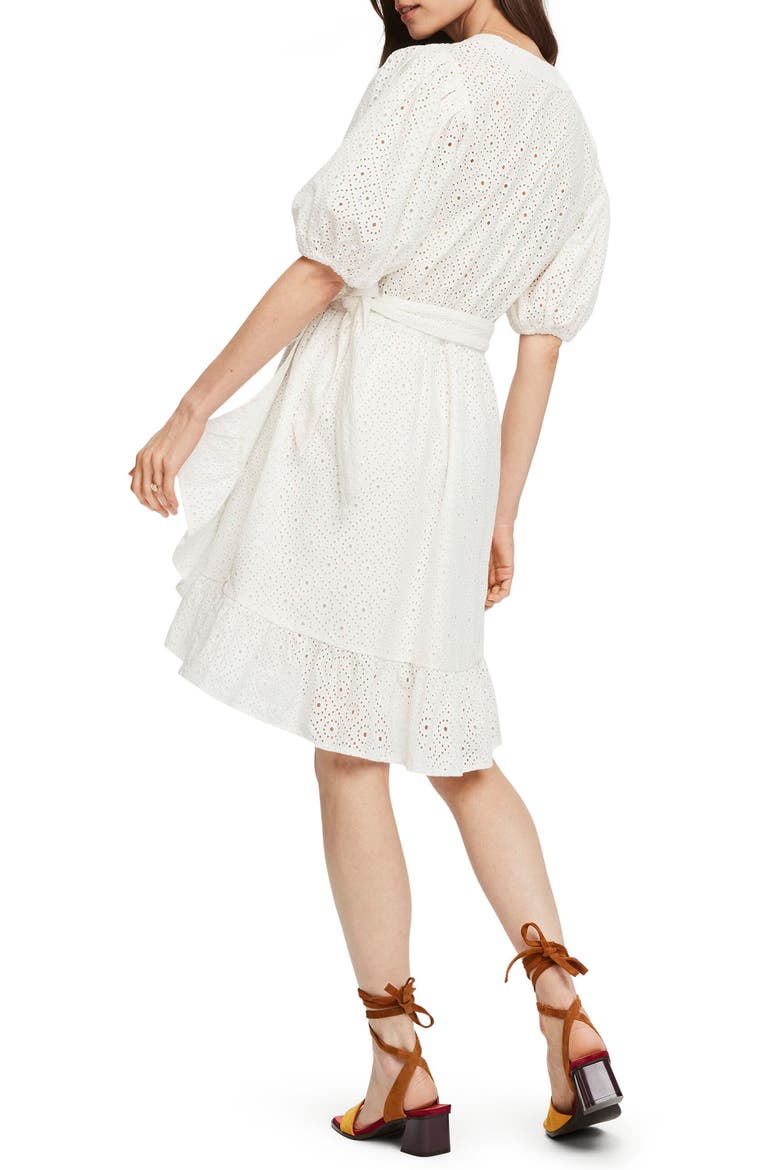 Broderie Anglaise Wrap Dress, Alternate, color, WHITE