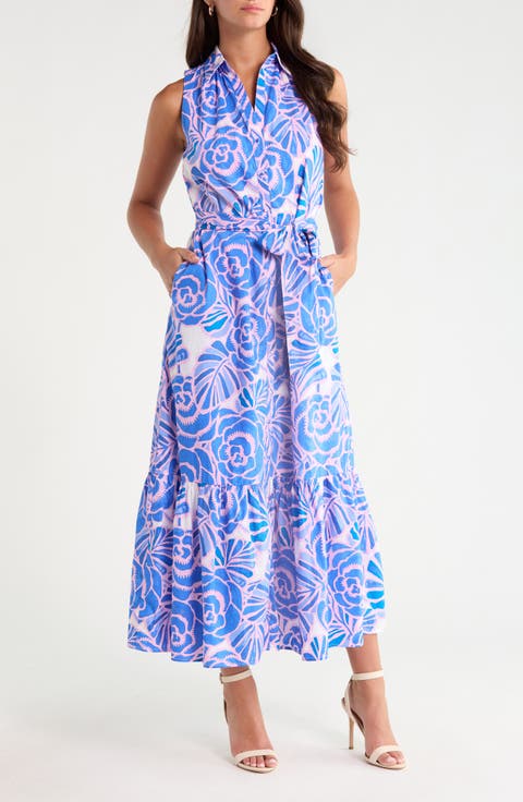 Cileah Floral Sleeveless Cotton Shirtdress