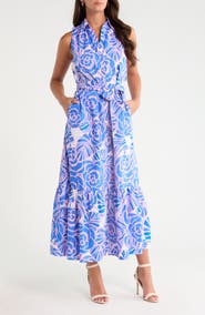 SUGARLIPS Cileah Floral Sleeveless Cotton Shirtdress