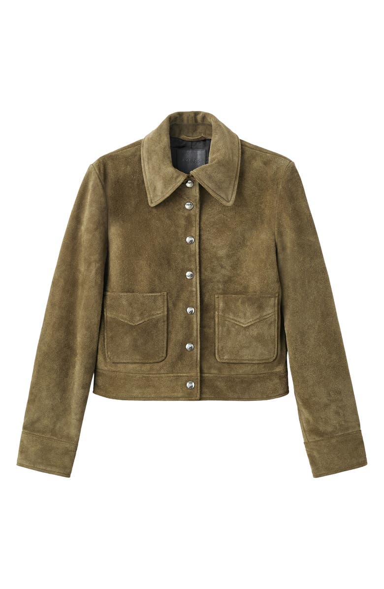 MANGO Suede Jacket, Alternate, color, Khaki Green