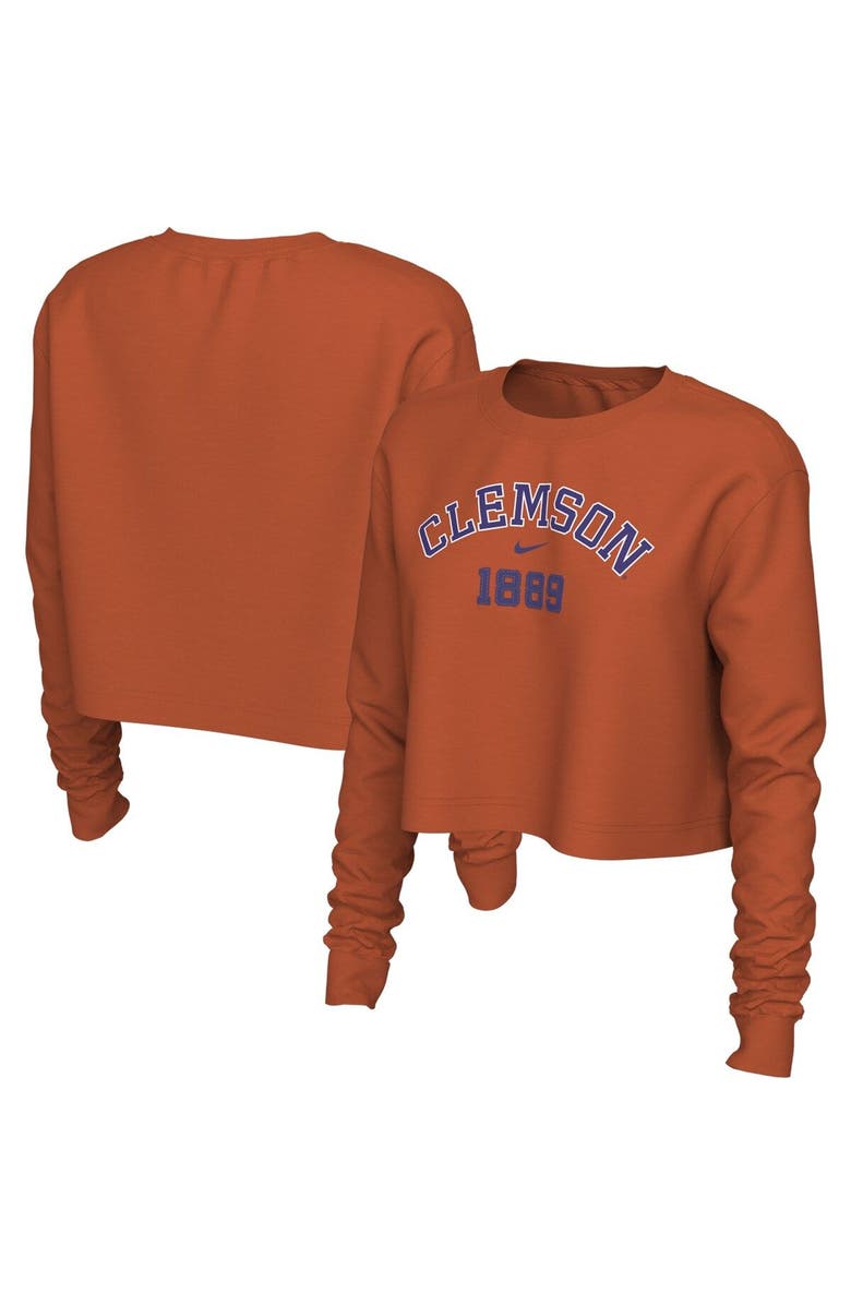 Nike Women's Nike Orange Clemson Tigers Est. Cropped Long Sleeve T-Shirt, Main, color,