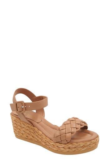 Andre Assous Women's Cecilia Braided Strap Espadrille Wedge Heel Platform Sandals In Khaki