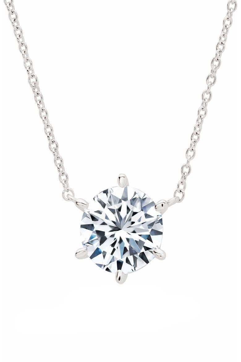 Cubic Zirconia Pendant Necklace, Main, color, PLATINUM