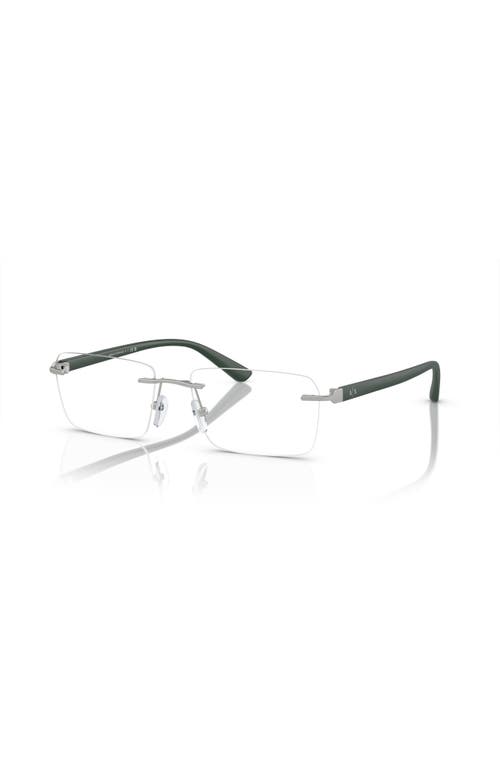 Armani Exchange 56mm Rectangle Optical Glasses In Silver