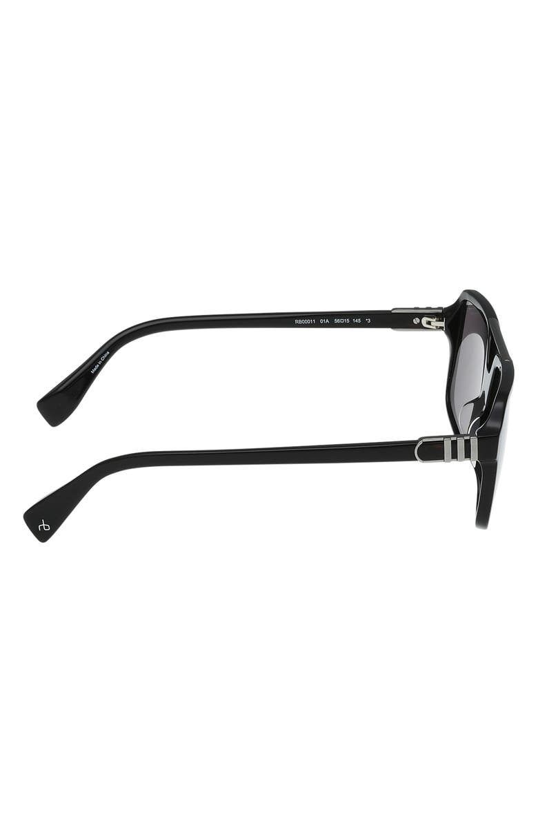 rag & bone 56mm Navigator Sunglasses, Alternate, color, Shiny Black / Smoke Lenses