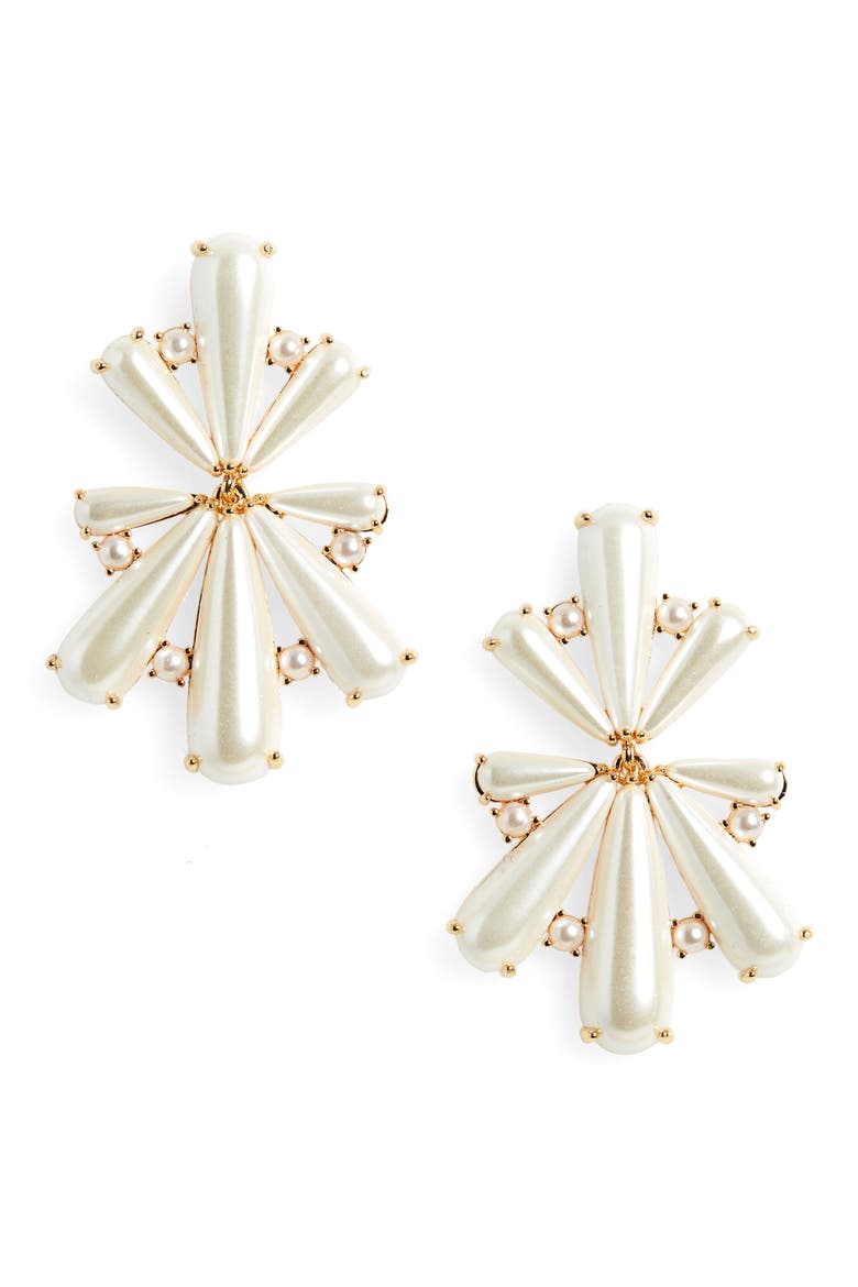 Imitation Pearl Drop Earrings, Main, color, PEARL
