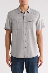 Lucky Brand Herringbone Short Sleeve Western Shirt