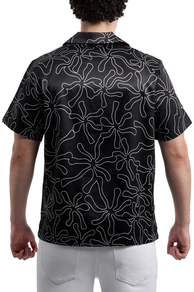 Flower Clouds Printed Camp Shirt, Alternate, color, BLACK
