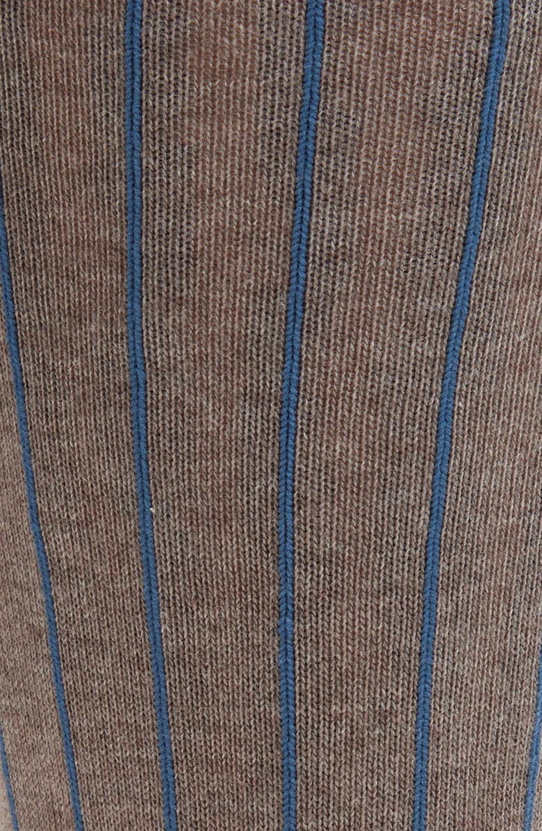 Nordstrom Stripe Cotton Blend Dress Socks, Alternate, color, Brown- Blue