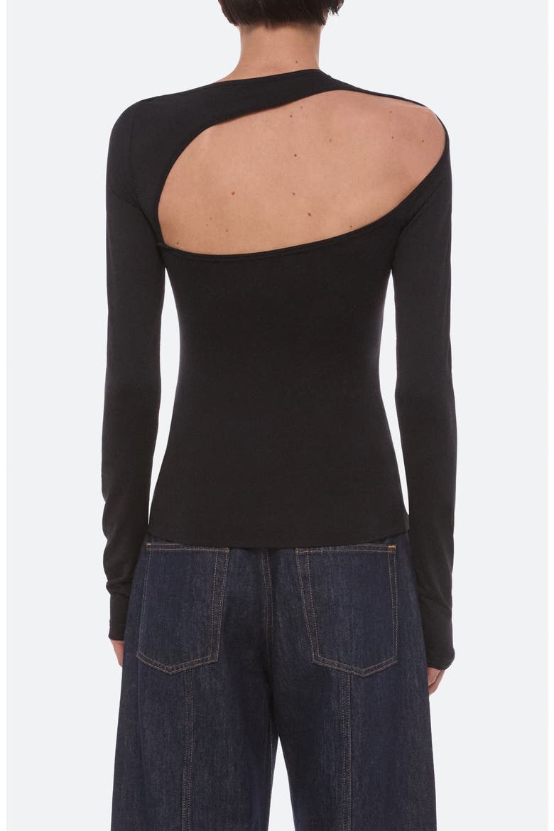 Asymmetrical Cutout Long Sleeve T-Shirt, Alternate, color, BLACK