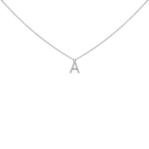 10K White Gold Diamond Accent "A-Z" Block Initial Pendant Necklace