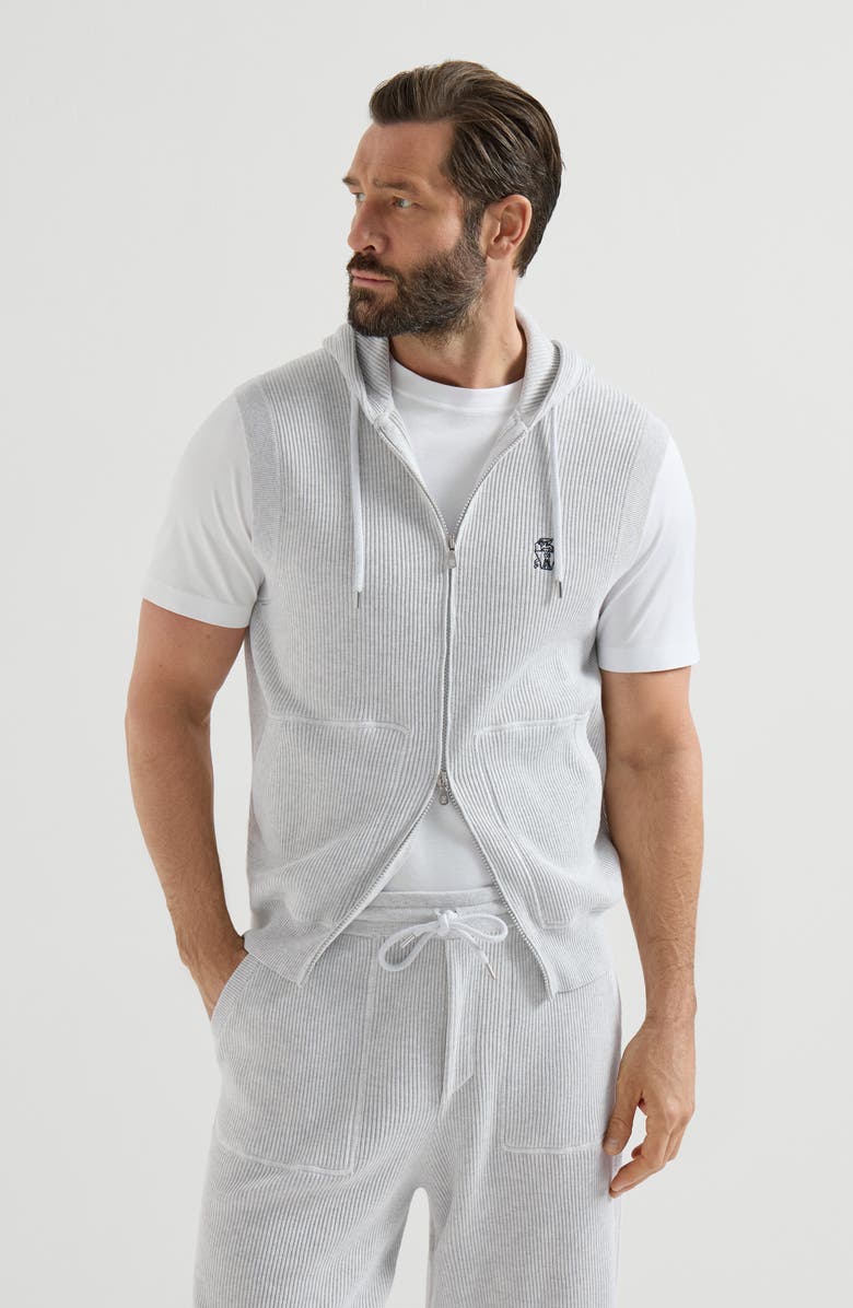Brunello Cucinelli Cotton knit vest, Main, color, Fog