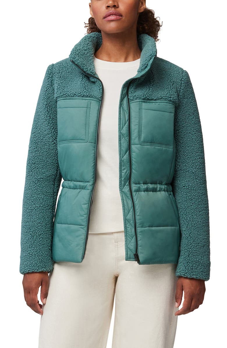 Soia & Kyo Izzie Faux Shearling Detail Puffer Coat, Alternate, color, Spruce