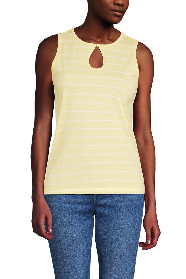 Supima Keyhole Tank, Main, color, Pale Yellow/Ivory Stripe