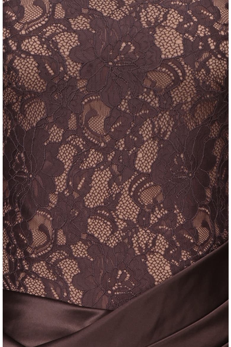 Yasmeen Long Sleeve Lace & Satin Two-Piece Gown, Alternate, color, BROWN