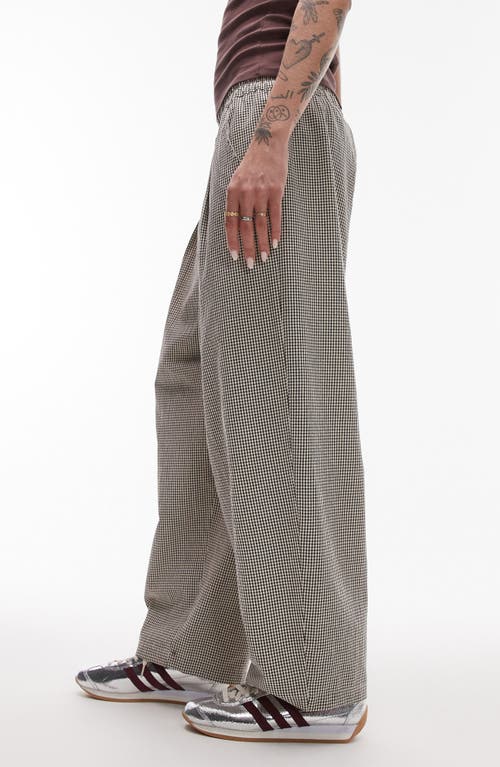 Topshop Gingham Tapered Leg Pants In Brown Multi