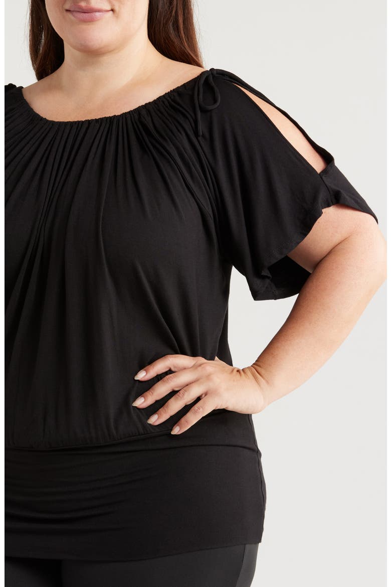 Banded Blouson Top, Alternate, color, BLACK