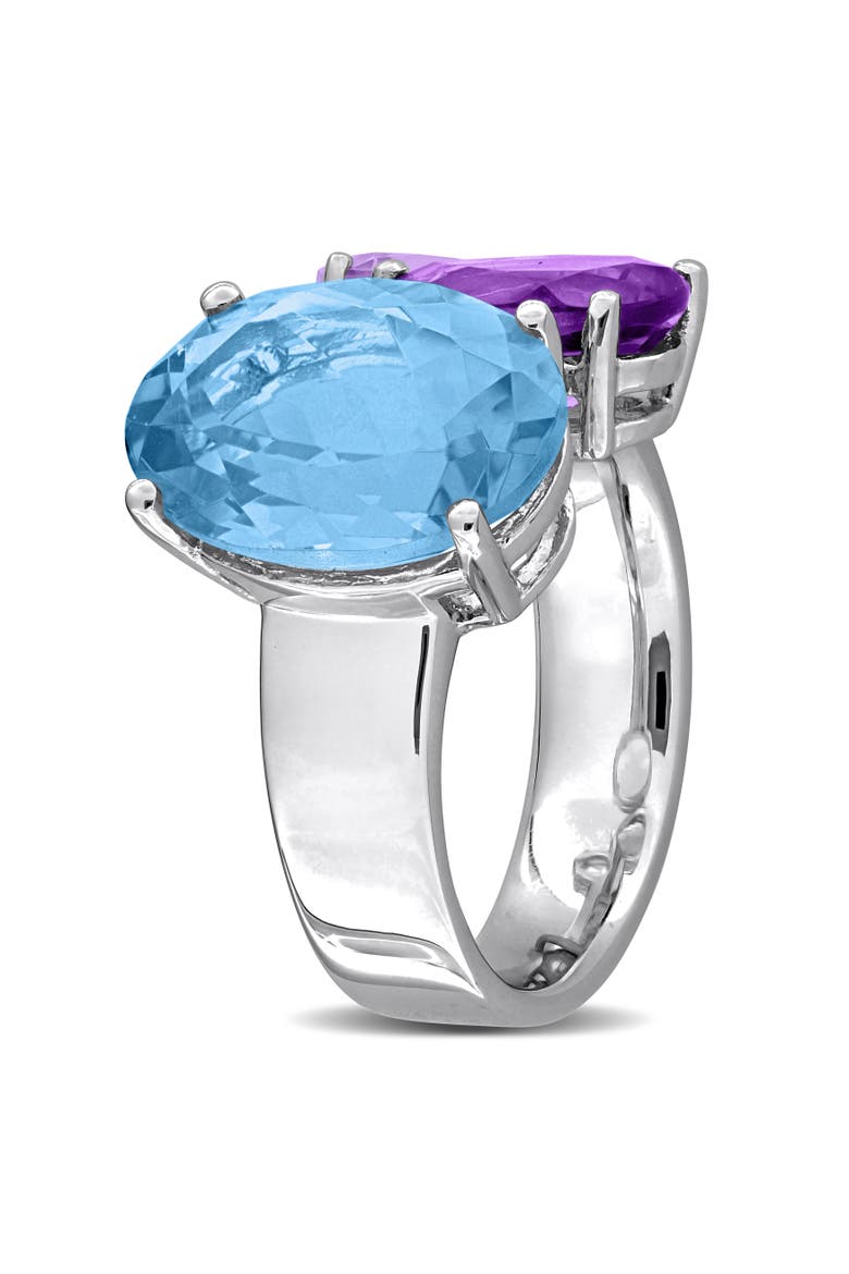 Gemstone Open Cocktail Ring Sterling Silver, Alternate, color, Blue Topaz