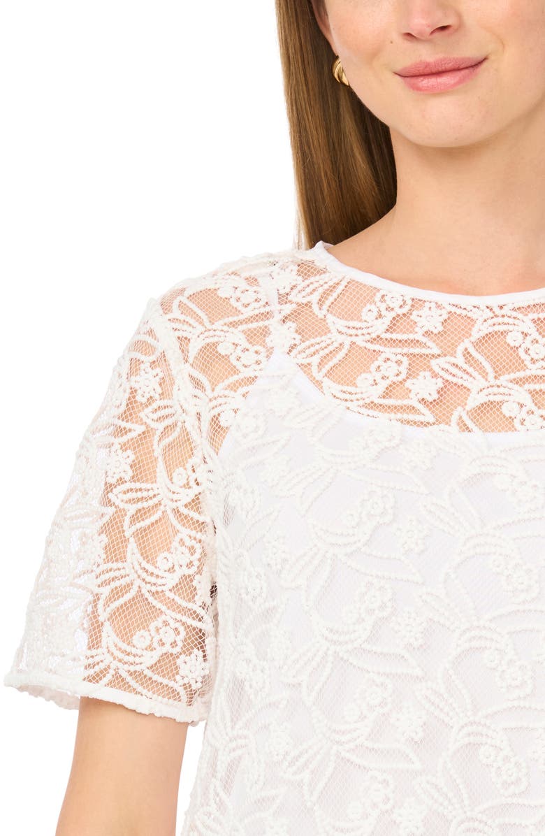 Vince Camuto Lace Trim Top, Alternate, color, Ultra White