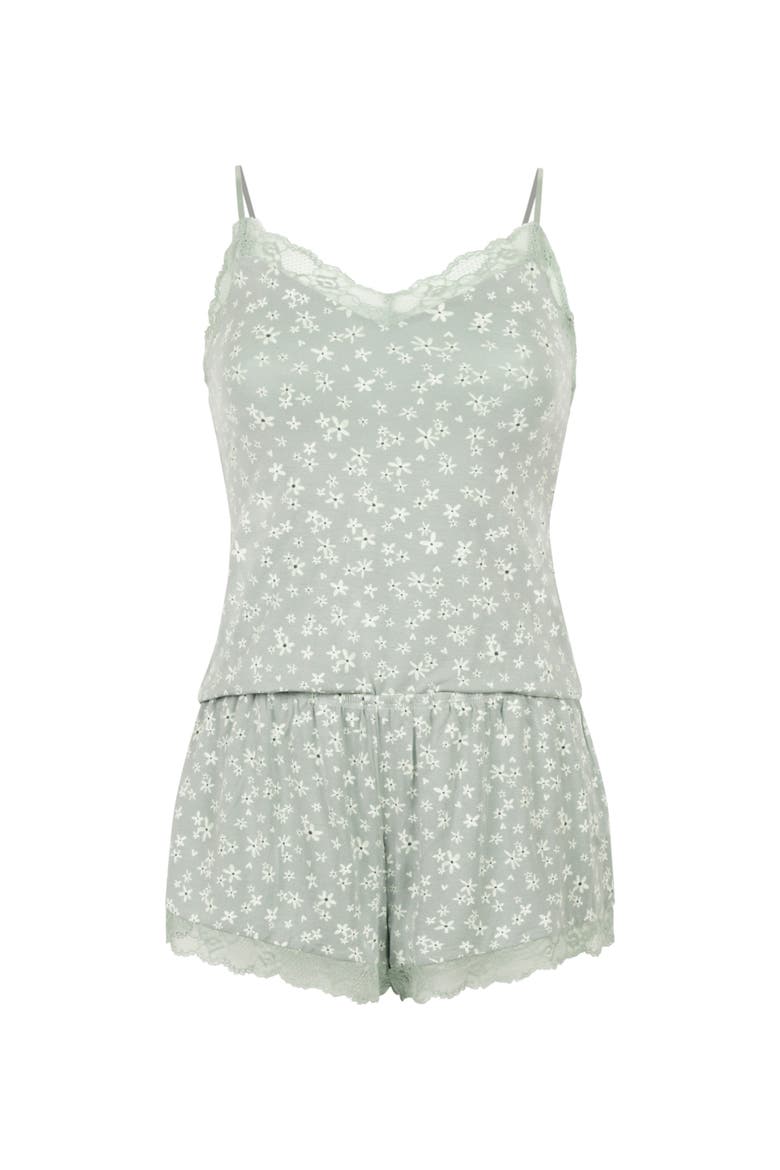 Lace Jersey Pyjama Set, Alternate, color, HKM Green